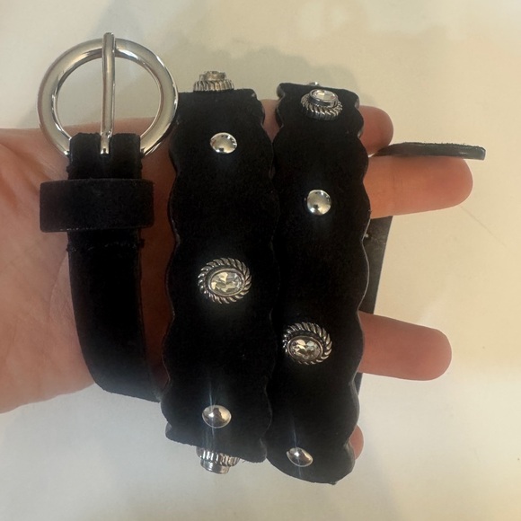 Sandro Accessories - Sandro Black and Silver Belt with Punk-Inspired Studs 33”